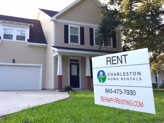 For Rent board of Charleston Home Rentals outside of the house