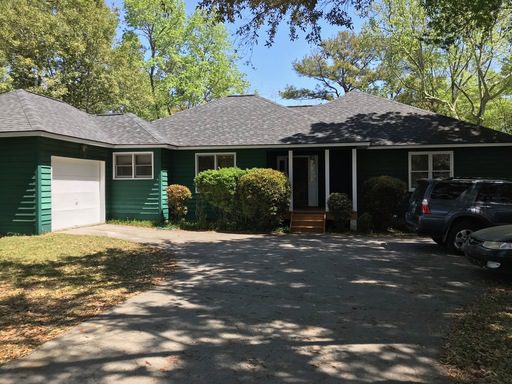 A single story green coloured house at Libbys Point Mount Pleasant, SC 29464