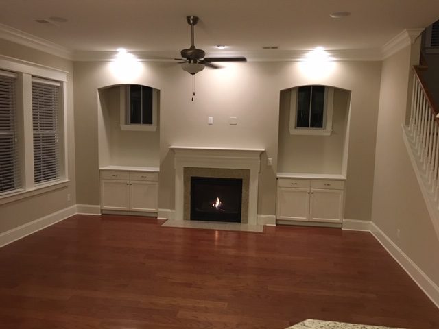 An inside image of the house showing fireplace