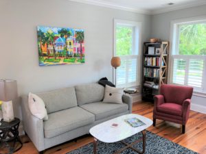 An image of the living room with sofas