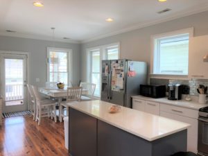 An image of the kitchen with cabinets