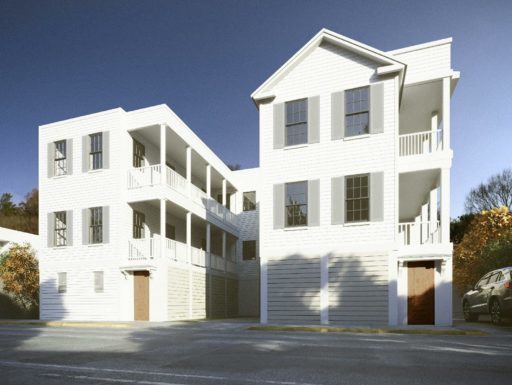 A two story white coloured house apartment building at Aiken Street Unit B Charleston, SC 29403