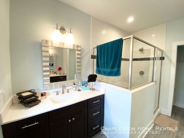 An inside image of the bathroom and sink